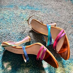 Metallic women heels strappy sandals